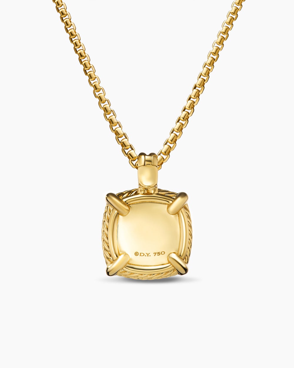 Womens Chatelaine® Pavé Bezel Pendant Necklace in 18K Yellow Gold with Champagne Citrine and Diamonds, 14mm