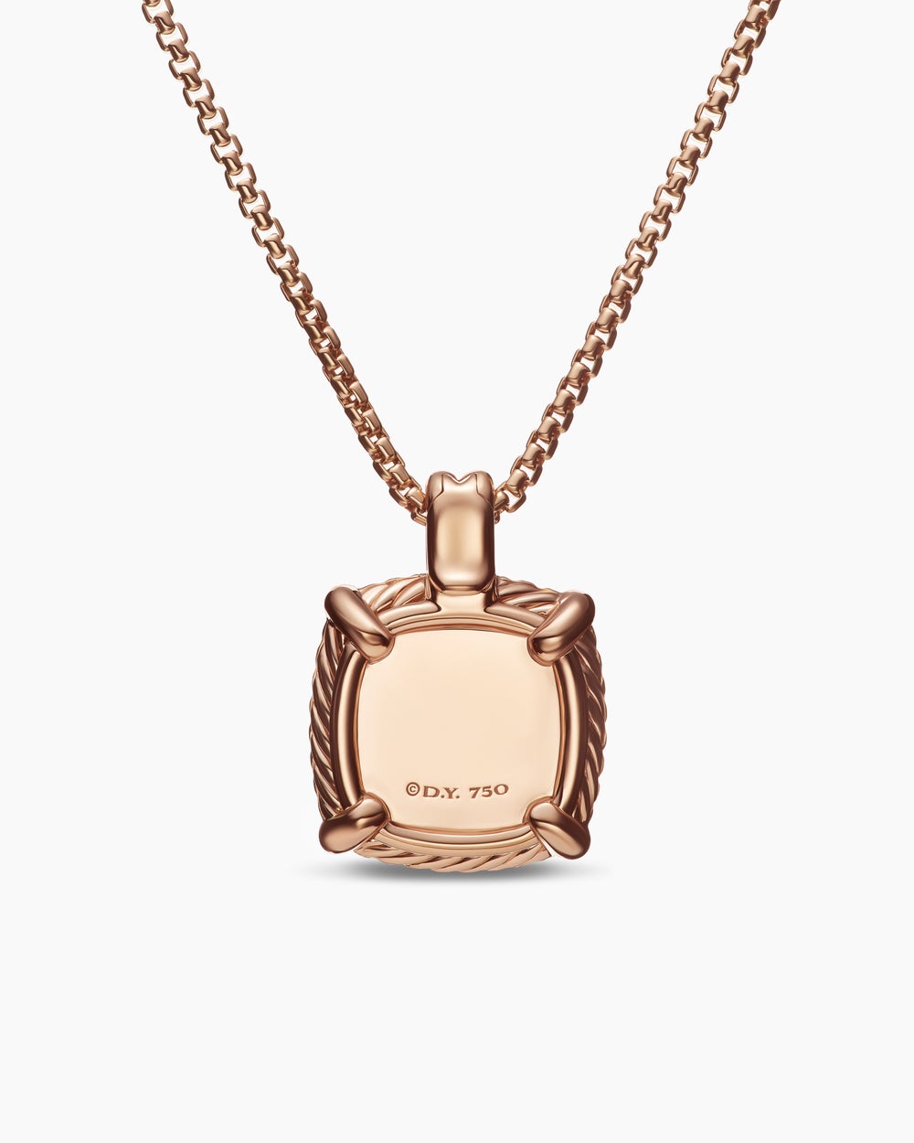 Womens Chatelaine® Pavé Bezel Pendant Necklace in 18K Rose Gold with Morganite and Diamonds, 14mm