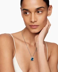 Petite Chatelaine® Pavé Bezel Pendant Necklace in Sterling Silver with Amethyst and Diamonds, 7mm