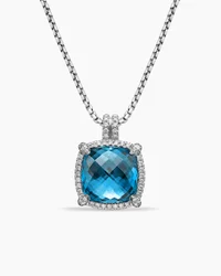 Petite Chatelaine® Pavé Bezel Pendant Necklace in Sterling Silver with Amethyst and Diamonds, 7mm