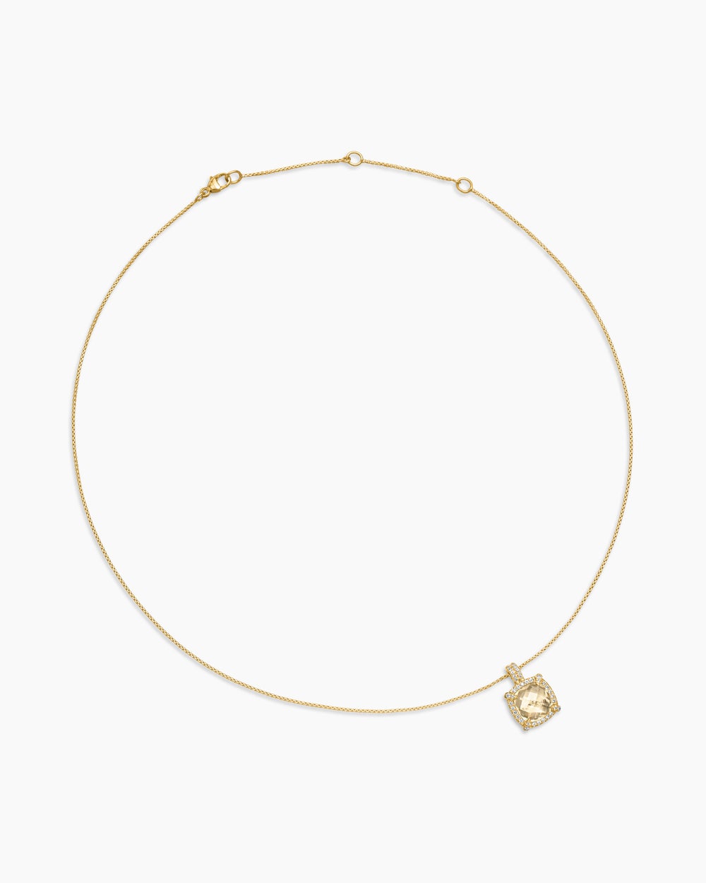 Womens Chatelaine® Pavé Bezel Pendant Necklace in 18ct Yellow Gold with Champagne Citrine and Diamonds, 9mm