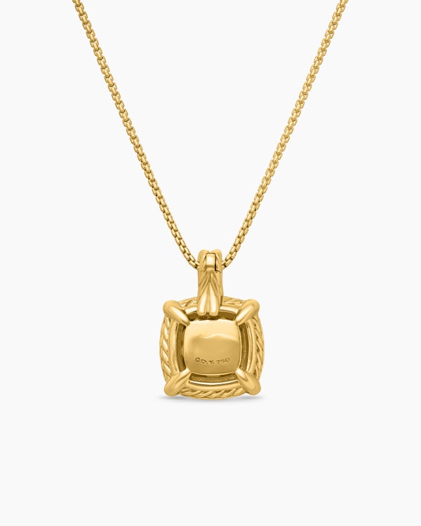 Chatelaine® Pavé Bezel Pendant Necklace in 18K Yellow Gold with Champagne Citrine and Diamonds, 9mm