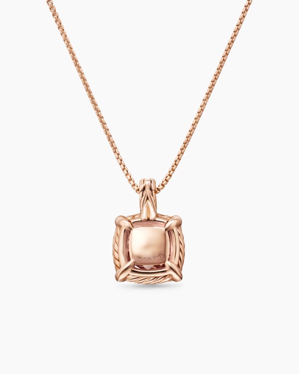 Collier avec pendentif à chatons et à pavé Chatelaine® en or rose 18 carats avec morganite et diamants, 9 mm