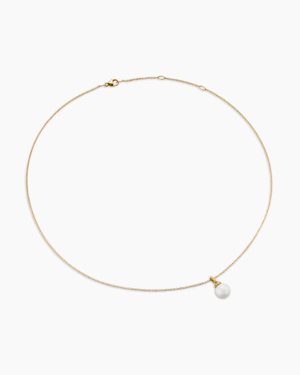 Solari Pendant Necklace in 18K Yellow Gold with Pearl and Diamonds, 8mm