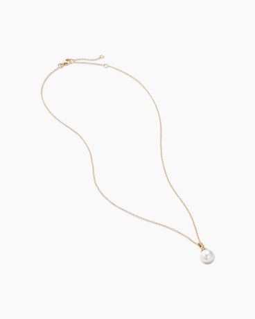 Solari Pendant Necklace in 18K Yellow Gold with Pearl and Diamonds, 16mm