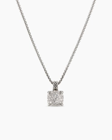 Chatelaine® Pendant Necklace in Sterling Silver with Pavé Diamonds, 11mm