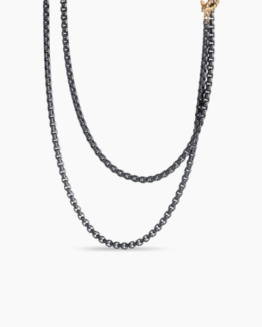 DY Bel Aire Color Box Chain Necklace in Black Acrylic with 14K Yellow Gold Accents, 2.7mm
