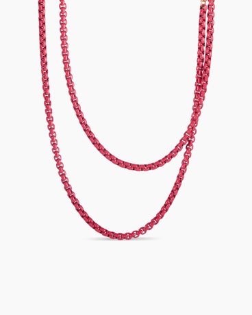 DY Bael Aire Colour Box Chain Necklace in Coral Acrylic with 14K Rose Gold Accents, 2.7mm