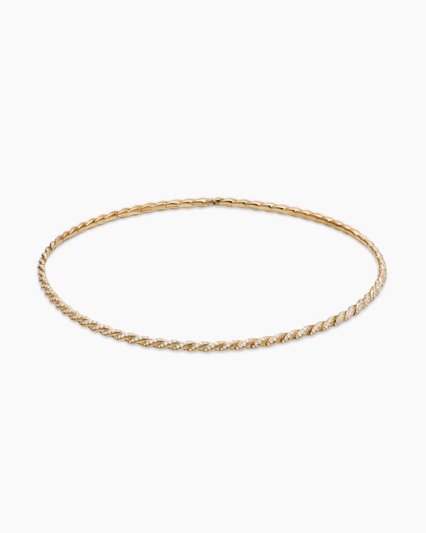 Sculpted Cable Flex Necklace in 18K Yellow Gold with Diamonds, 3.7mm