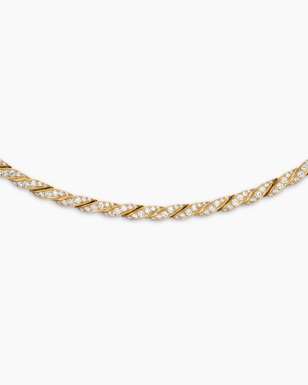 Womens Sculpted Cable Flex Necklace in 18K Yellow Gold with Diamonds, 3.7mm