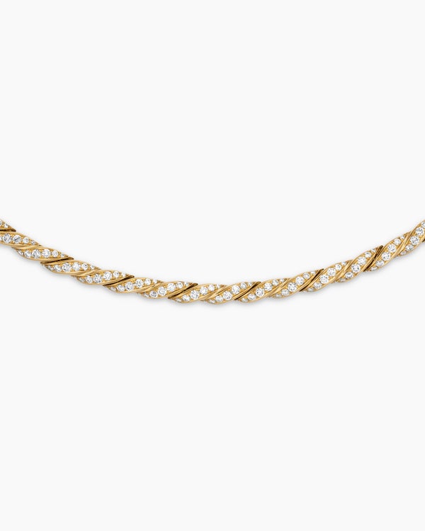 Sculpted Cable Flex Necklace in 18K Yellow Gold with Diamonds, 3.7mm