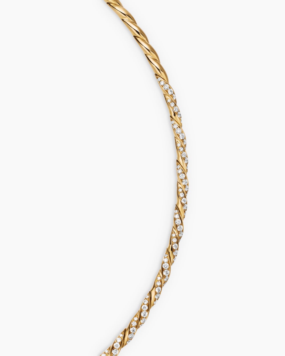 Womens Sculpted Cable Flex Necklace in 18K Yellow Gold with Diamonds, 3.7mm