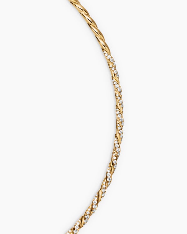 Sculpted Cable Flex Necklace in 18K Yellow Gold with Diamonds, 3.7mm