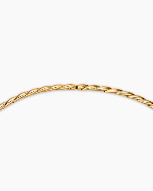 Womens Sculpted Cable Flex Necklace in 18K Yellow Gold with Diamonds, 3.7mm