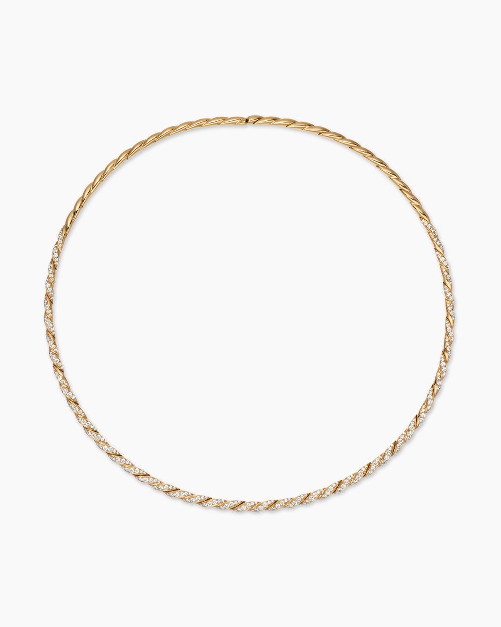 Womens Sculpted Cable Flex Necklace in 18K Yellow Gold with Diamonds, 3.7mm