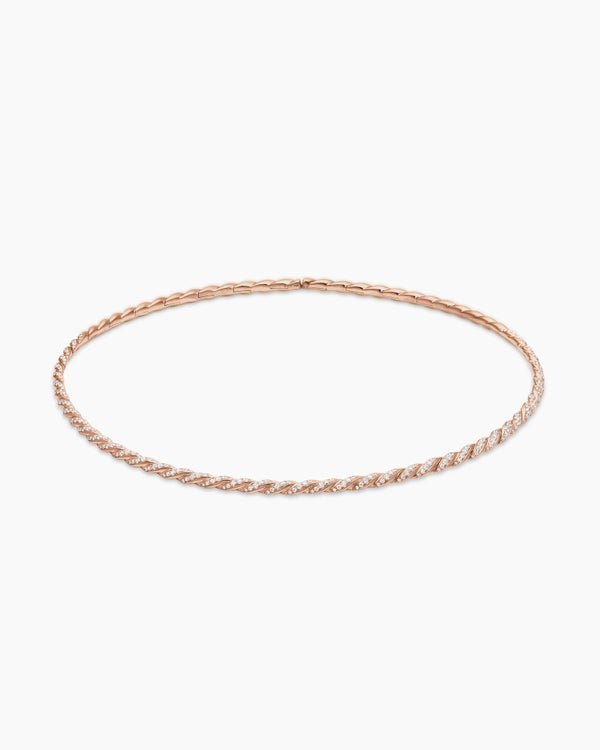 Sculpted Cable Flex Necklace in 18K Rose Gold with Diamonds, 3.7mm