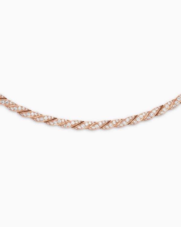 Sculpted Cable Flex Necklace in 18K Rose Gold with Diamonds, 3.7mm