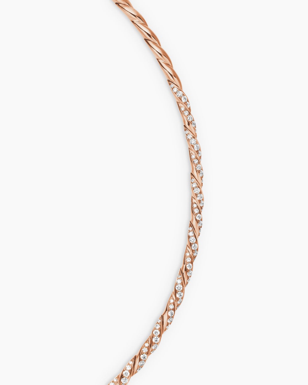 Womens Sculpted Cable Flex Necklace in 18K Rose Gold with Diamonds, 3.7mm