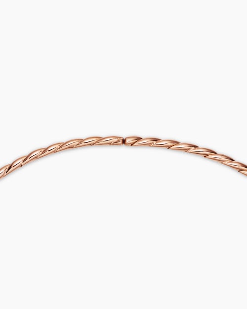 Womens Sculpted Cable Flex Necklace in 18K Rose Gold with Diamonds, 3.7mm
