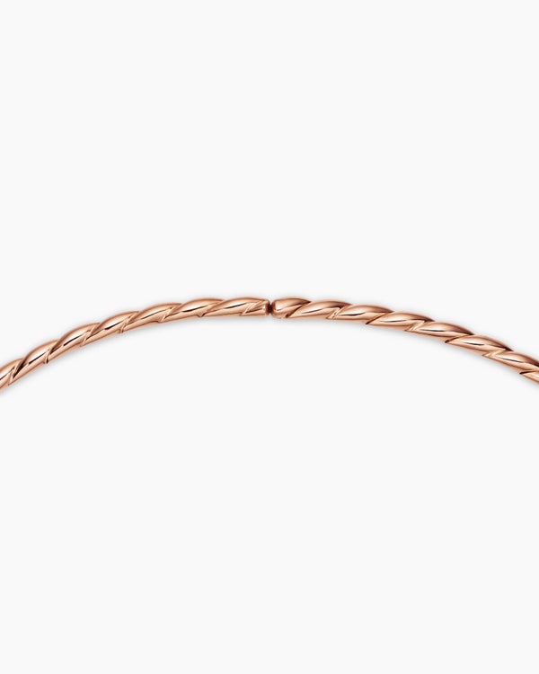 Sculpted Cable Flex Necklace in 18K Rose Gold with Diamonds, 3.7mm