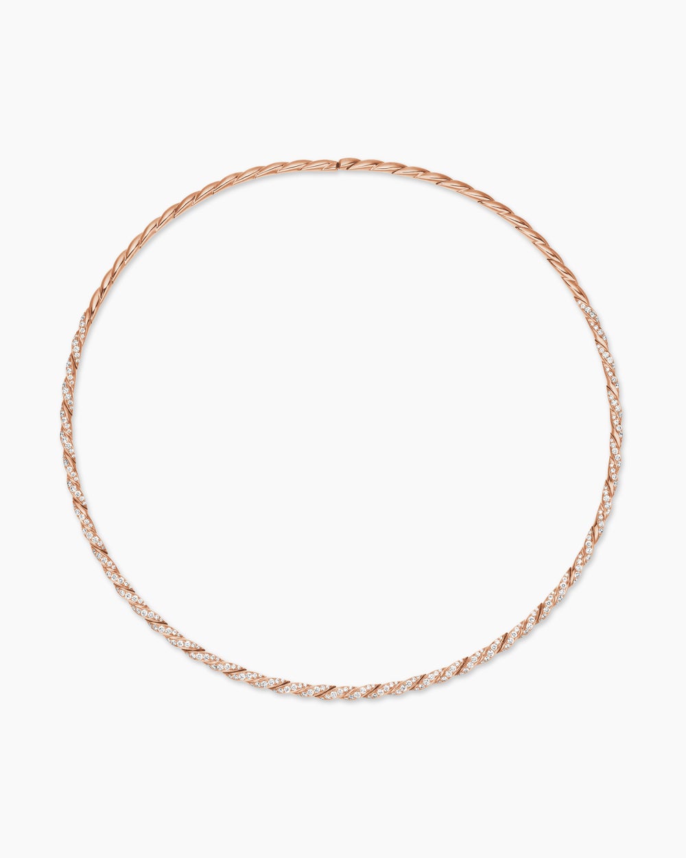 Womens Sculpted Cable Flex Necklace in 18K Rose Gold with Diamonds, 3.7mm