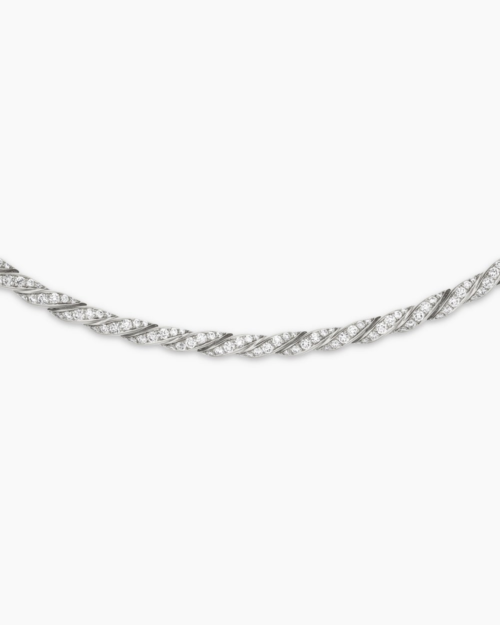 Womens Sculpted Cable Flex Necklace in 18ct White Gold with Diamonds, 3.7mm