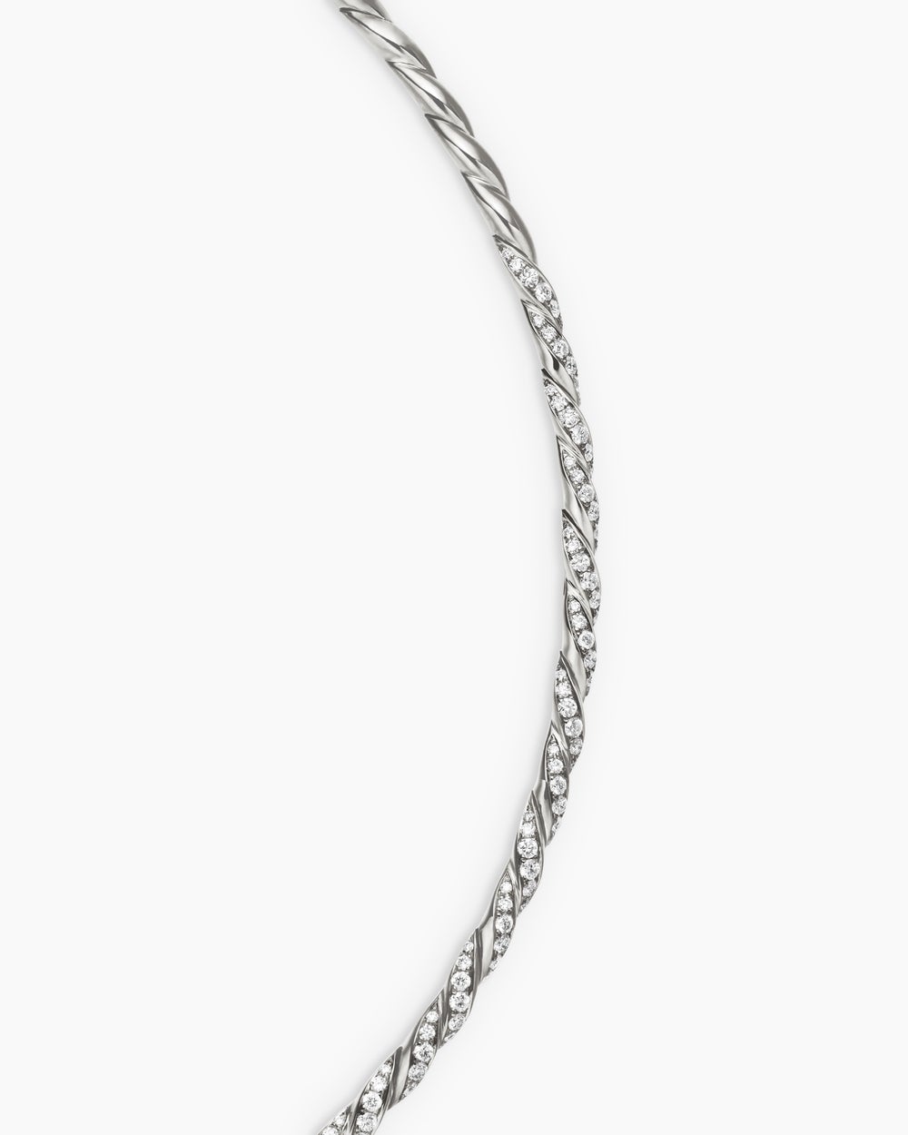 Womens Sculpted Cable Flex Necklace in 18ct White Gold with Diamonds, 3.7mm
