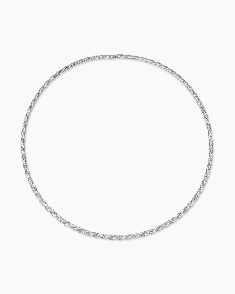 Womens Sculpted Cable Flex Necklace in 18ct White Gold with Diamonds, 3.7mm