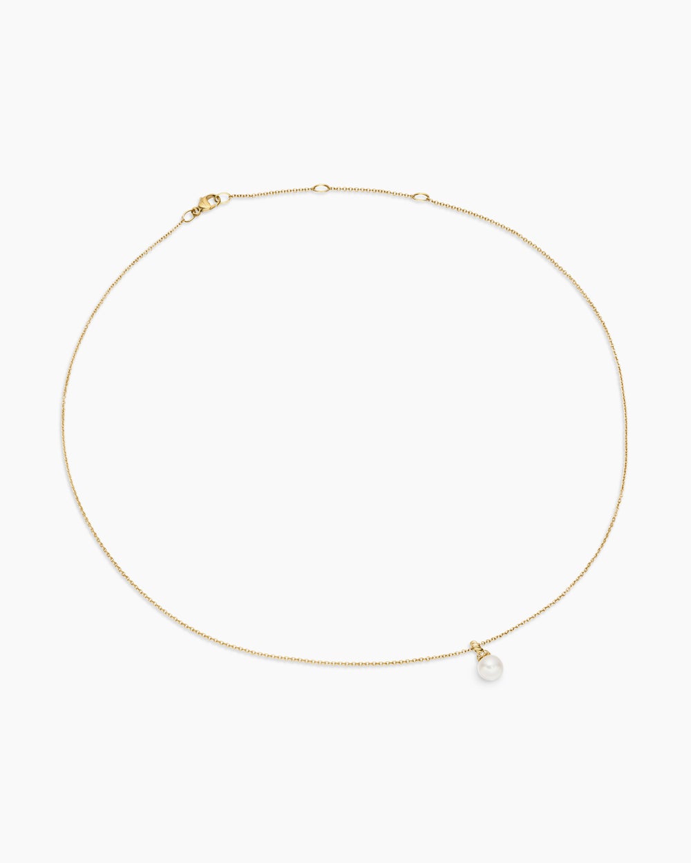 Womens Petite Solari Pendant Necklace in 18ct Yellow Gold with Pearl and Diamonds, 6mm