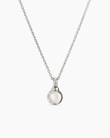Petite Solari Pendant Necklace in 18K White Gold with Pavé Diamonds, 11.5mm