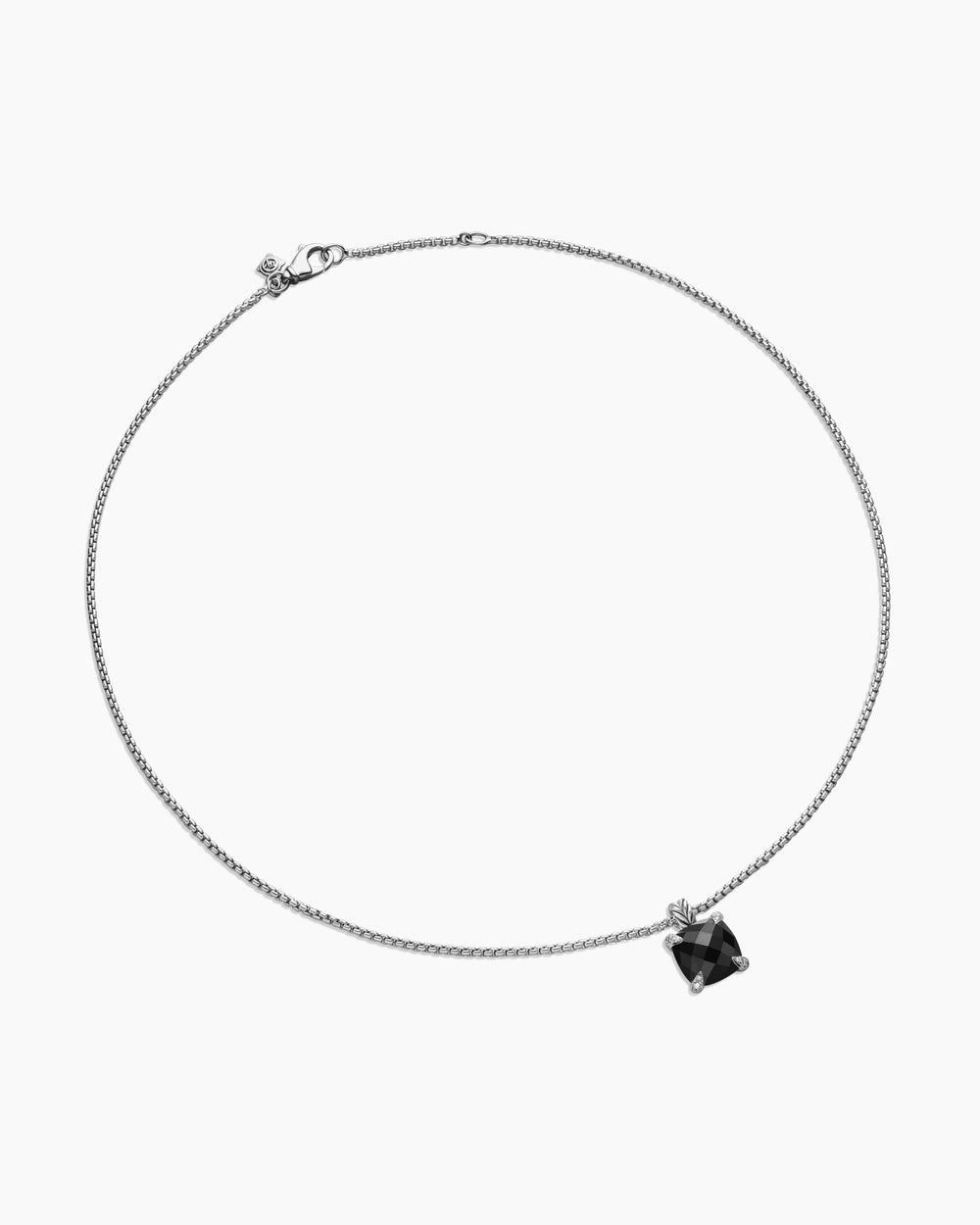 Womens Chatelaine® Pendant Necklace in Sterling Silver with Black Onyx and Diamonds, 11mm