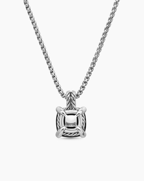 Womens Chatelaine® Pendant Necklace in Sterling Silver with Black Onyx and Diamonds, 11mm