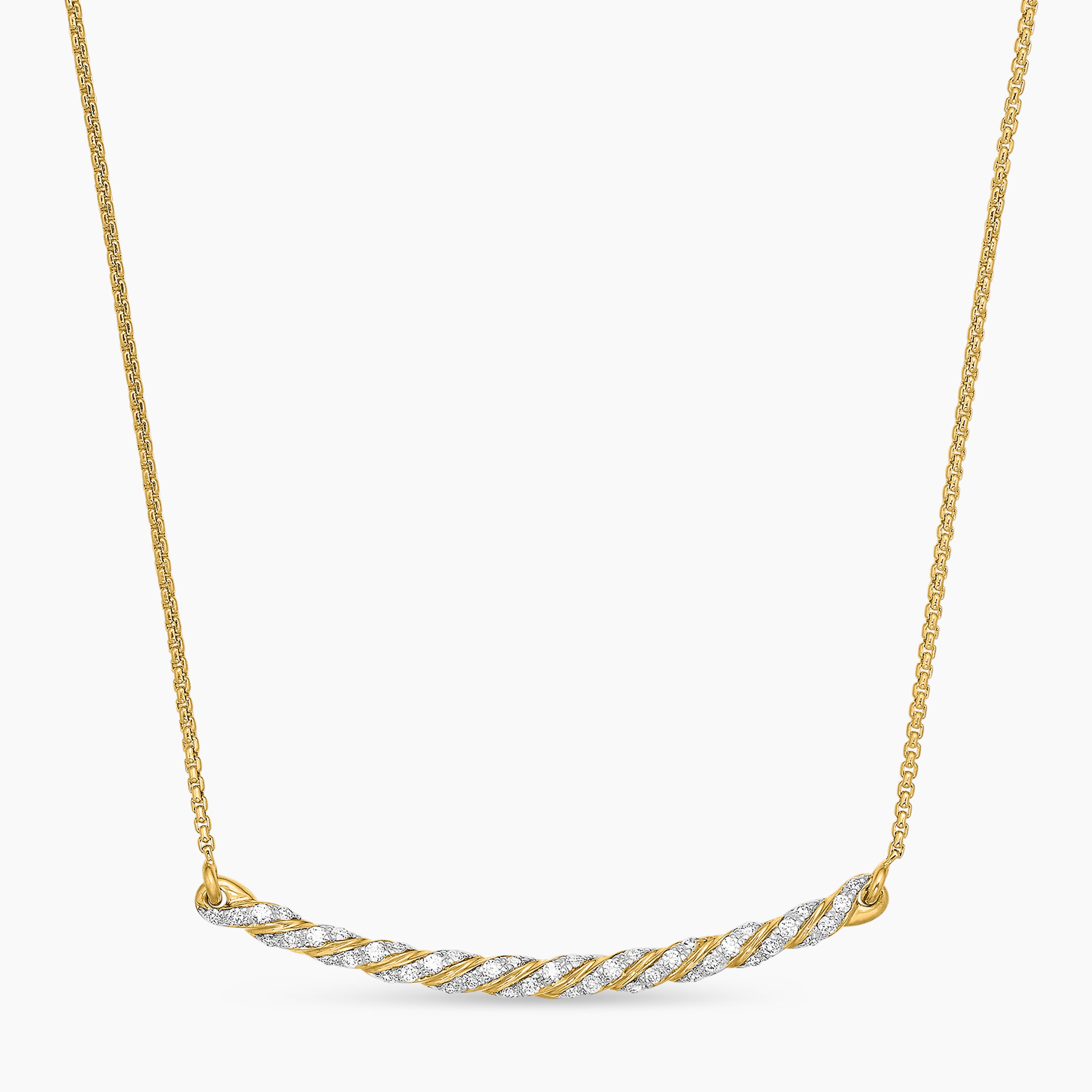 Petite Pavé Station Necklace in 18K Yellow Gold with Diamonds, 40.2mm