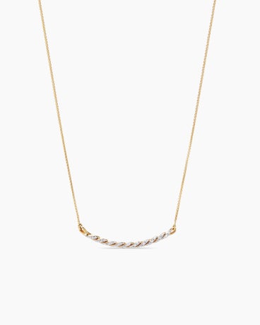 Petite Pavé Station Necklace in 18K Yellow Gold with Diamonds, 40.2mm