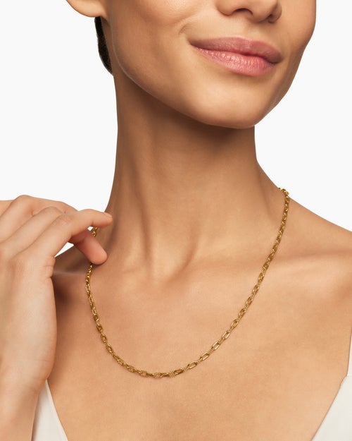 Womens DY Madison Chain Necklace in 18K Yellow Gold, 3mm
