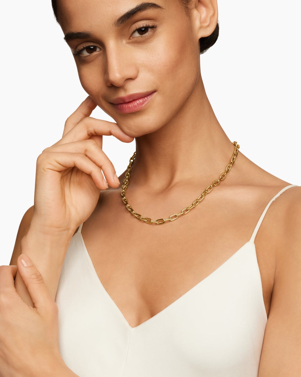 Womens DY Madison Chain Necklace in 18K Yellow Gold, 6mm