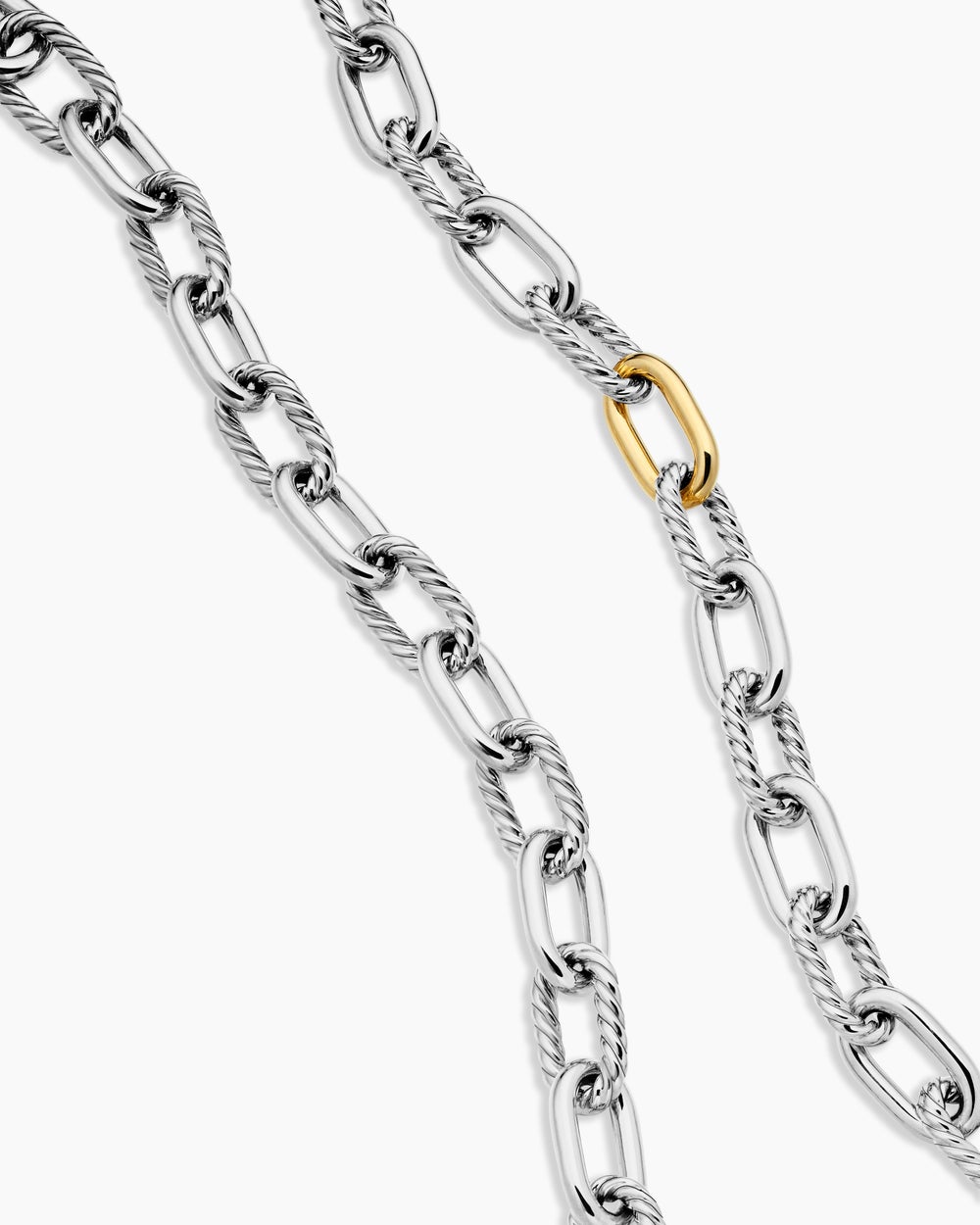 Womens DY Madison Chain Necklace in Sterling Silver with 18K Yellow Gold, 11mm