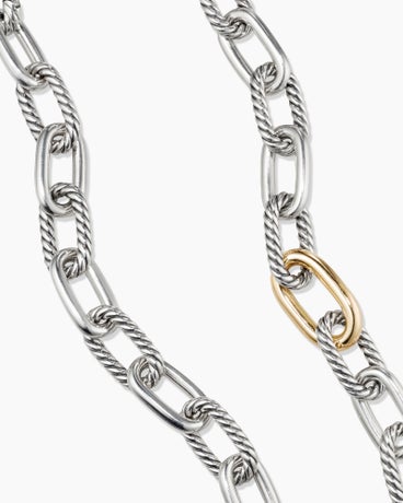 DY Madison® Chain Necklace in Sterling Silver with 18K Yellow Gold, 11mm