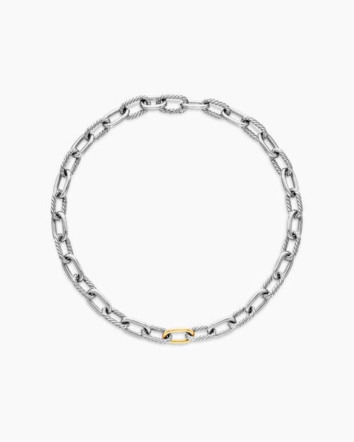 Womens DY Madison Chain Necklace in Sterling Silver with 18ct Yellow Gold, 11mm