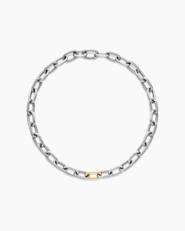 DY Madison Chain Necklace in Sterling Silver with 18K Yellow Gold, 11mm