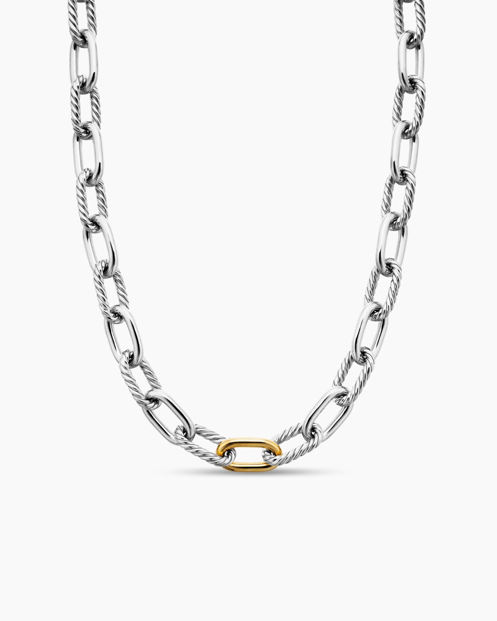 Womens DY Madison Chain Necklace in Sterling Silver with 18K Yellow Gold, 11mm