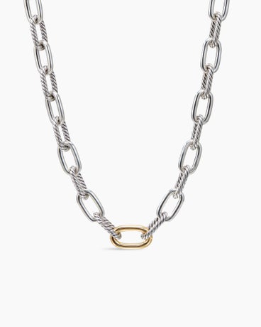 DY Madison® Chain Necklace in Sterling Silver with 18K Yellow Gold, 11mm