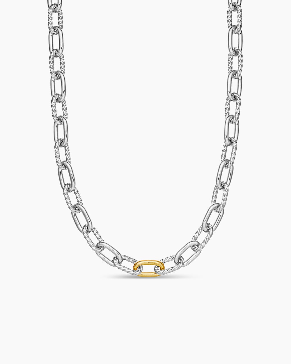 Womens DY Madison® Chain Necklace in Sterling Silver with 18K Yellow Gold, 8.5mm