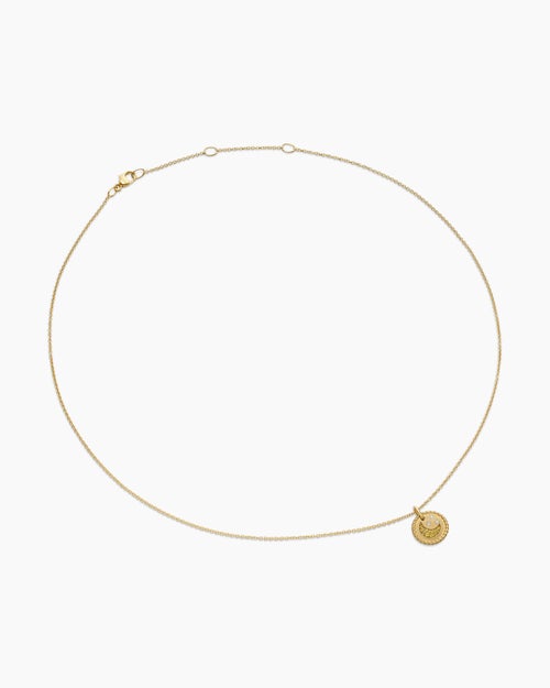 Womens Cable Collectibles® Moon and Stars Necklace in 18K Yellow Gold with Pavé Yellow Sapphires and Diamonds, 11mm