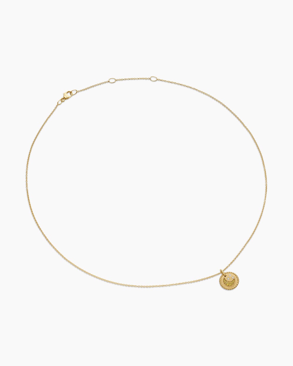 Womens Cable Collectibles® Moon and Stars Necklace in 18K Yellow Gold with Pavé Yellow Sapphires and Diamonds, 11mm