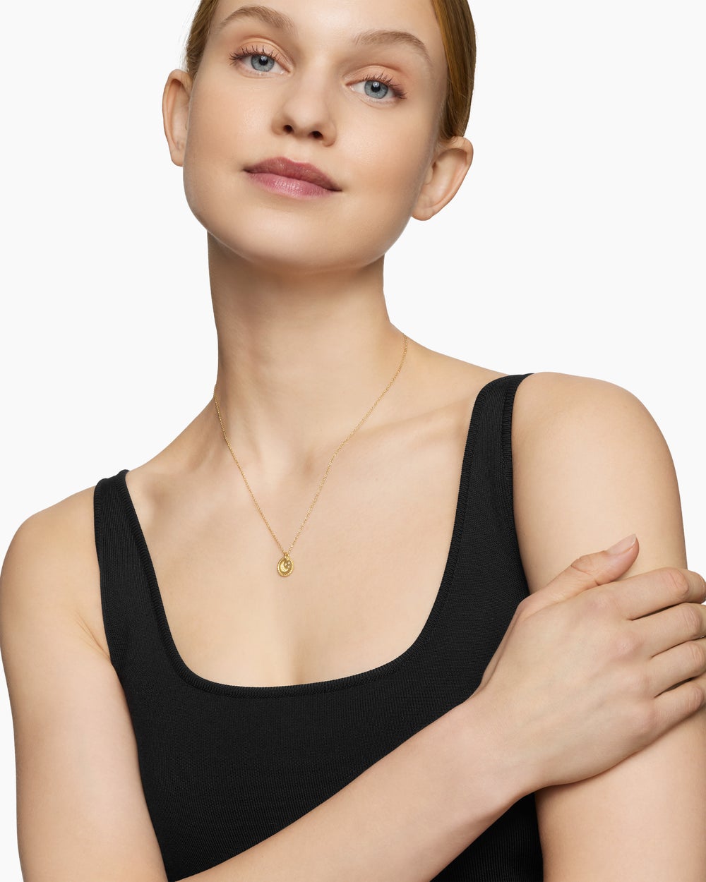Womens Cable Collectibles® Moon and Stars Necklace in 18K Yellow Gold with Pavé Yellow Sapphires and Diamonds, 11mm