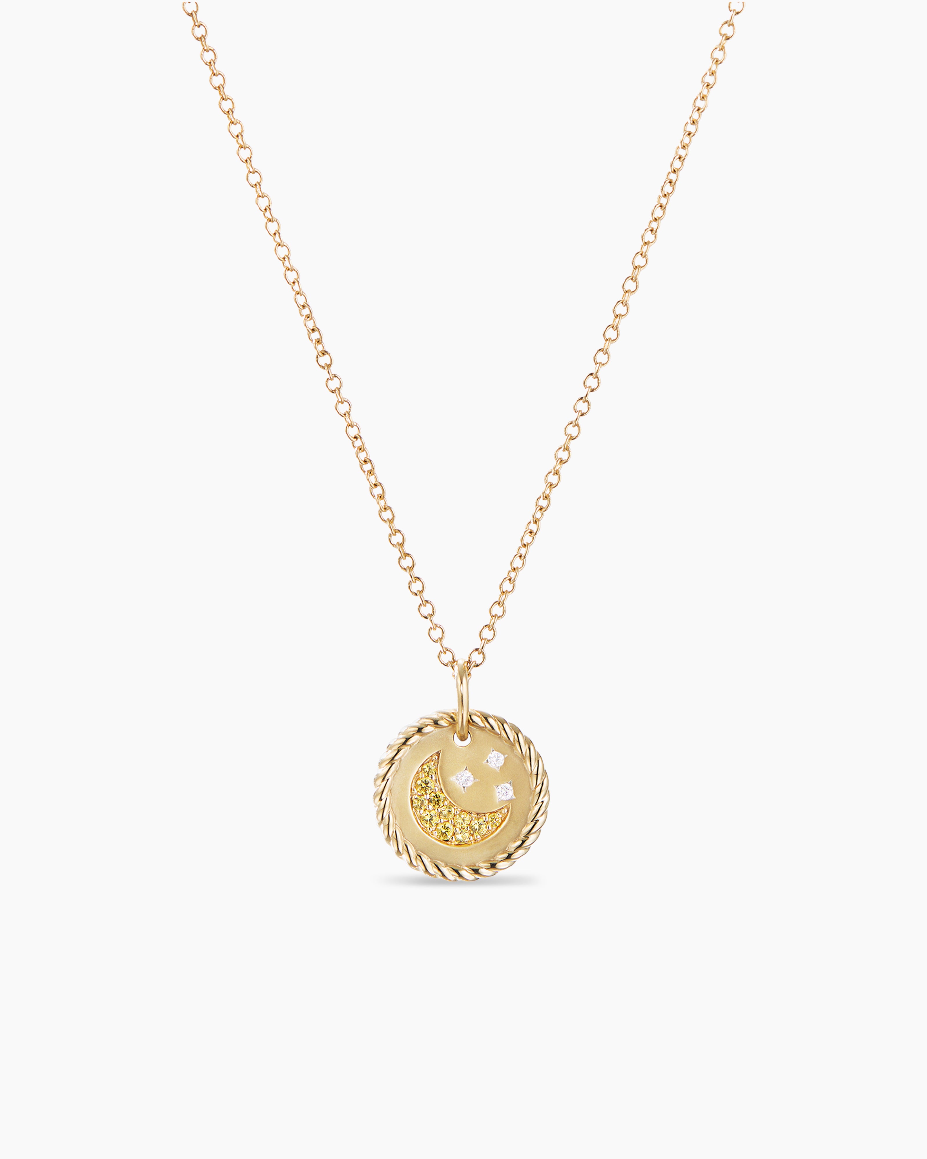 Cable Collectibles® Moon and Stars Necklace in 18K Yellow Gold with Pavé  Yellow Sapphires and Diamonds, 11mm