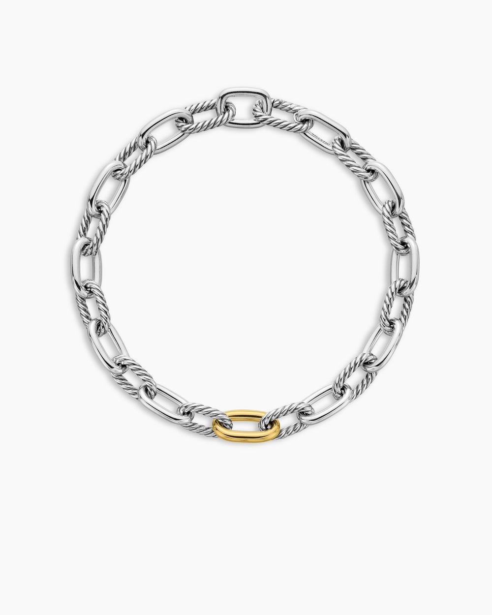 Womens DY Madison Chain Necklace in Sterling Silver with 18K Yellow Gold, 13.5mm