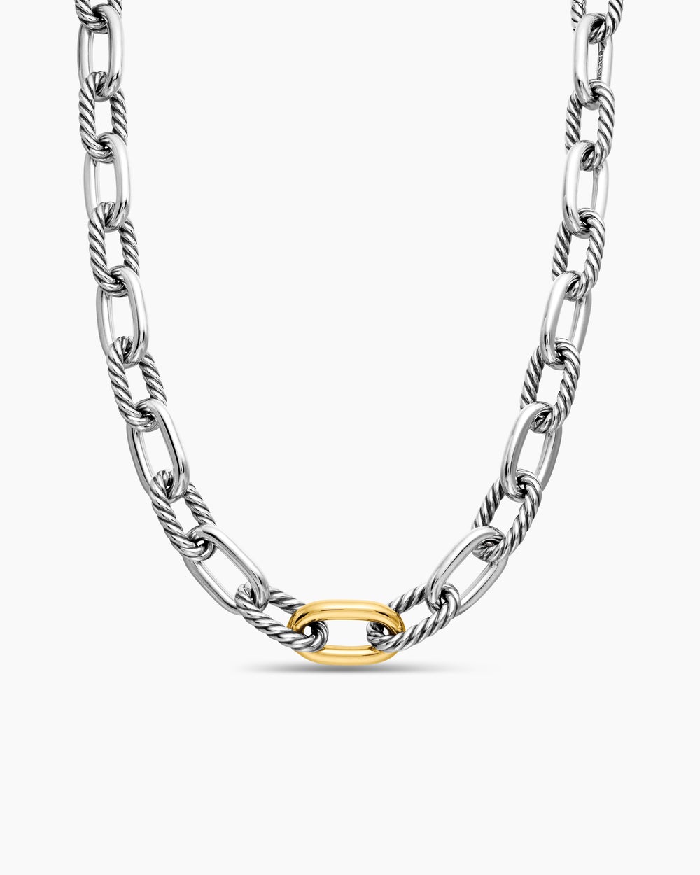 Womens DY Madison Chain Necklace in Sterling Silver with 18K Yellow Gold, 13.5mm