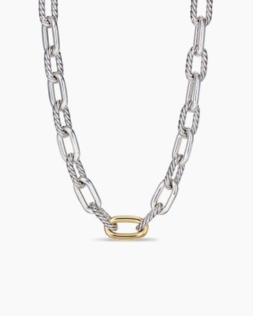 DY Madison® Chain Necklace in Sterling Silver with 18K Yellow Gold, 13.5mm